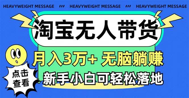淘宝无人带货3.0高收益玩法，月入3万+，无脑躺赚，新手小白可落地实操搞钱吧-网创项目资源站-副业项目-创业项目-搞钱项目搞钱吧