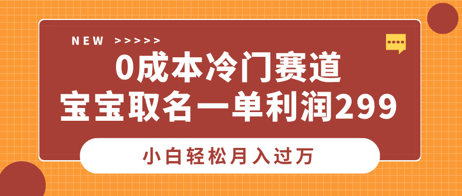 0成本冷门赛道，宝宝取名一单利润299，小白轻松月入过万搞钱吧-网创项目资源站-副业项目-创业项目-搞钱项目搞钱吧