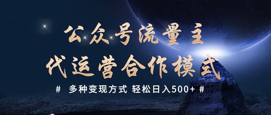 公众号流量主代运营  多种变现方式 轻松日入500+搞钱吧-网创项目资源站-副业项目-创业项目-搞钱项目搞钱吧