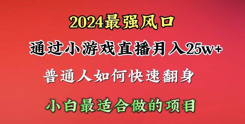 2024年最强风口，通过小游戏直播月入25w+单日收益5000+小白最适合做的项目搞钱吧-网创项目资源站-副业项目-创业项目-搞钱项目搞钱吧