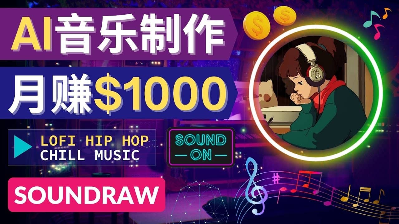 无需任何音乐基础： 使用AI软件制作Lofi Hip Hop Chill Music 月赚1000美元搞钱吧-网创项目资源站-副业项目-创业项目-搞钱项目搞钱吧