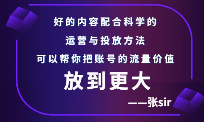 张sir账号流量增长课，告别海王流量，让你的流量更精准搞钱吧-网创项目资源站-副业项目-创业项目-搞钱项目搞钱吧