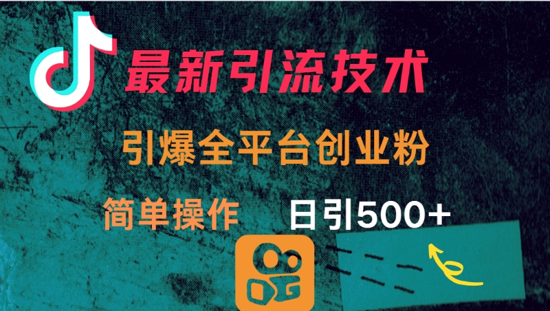 最新引流方法，引爆全平台创业粉操作简单，日引300＋搞钱吧-网创项目资源站-副业项目-创业项目-搞钱项目搞钱吧