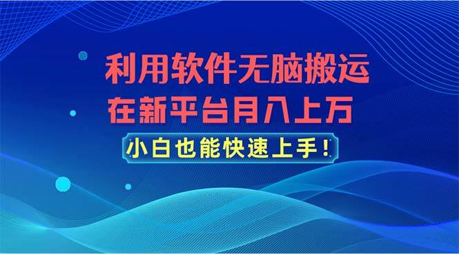 利用软件无脑搬运，在新平台月入上万，小白也能快速上手搞钱吧-网创项目资源站-副业项目-创业项目-搞钱项目搞钱吧