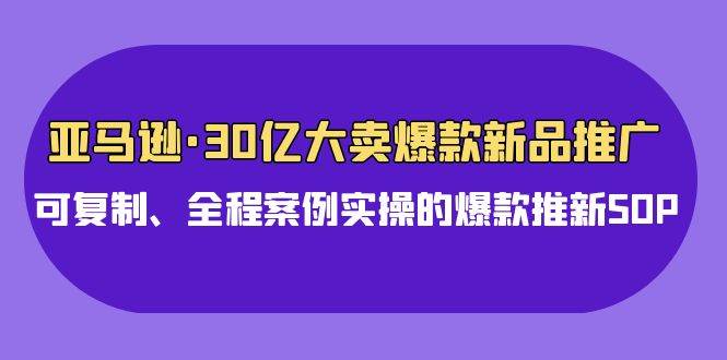 亚马逊30亿·大卖爆款新品推广，可复制、全程案例实操的爆款推新SOP搞钱吧-网创项目资源站-副业项目-创业项目-搞钱项目搞钱吧