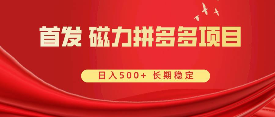 首发 磁力拼多多自撸  日入500+搞钱吧-网创项目资源站-副业项目-创业项目-搞钱项目搞钱吧