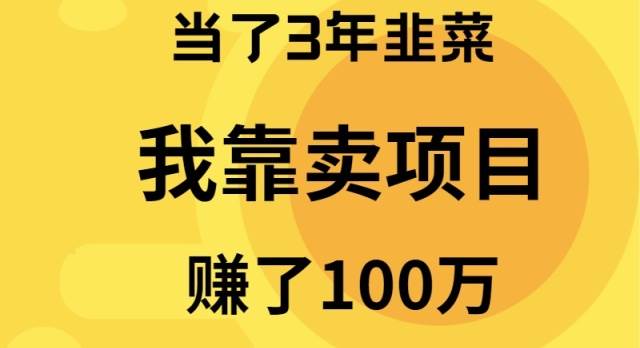 当了3年韭菜，我靠卖项目赚了100万搞钱吧-网创项目资源站-副业项目-创业项目-搞钱项目搞钱吧