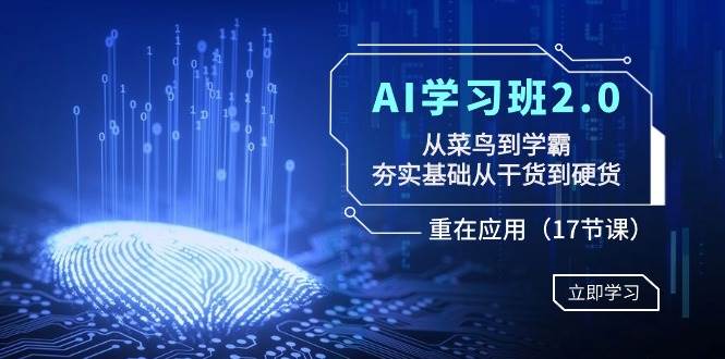 AI学习班2.0：从菜鸟到学霸，夯实基础从干货到硬货，重在应用（17节课）搞钱吧-网创项目资源站-副业项目-创业项目-搞钱项目搞钱吧