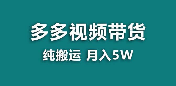 【蓝海项目】拼多多视频带货 纯搬运一个月搞了5w佣金，小白也能操作 送工具搞钱吧-网创项目资源站-副业项目-创业项目-搞钱项目搞钱吧