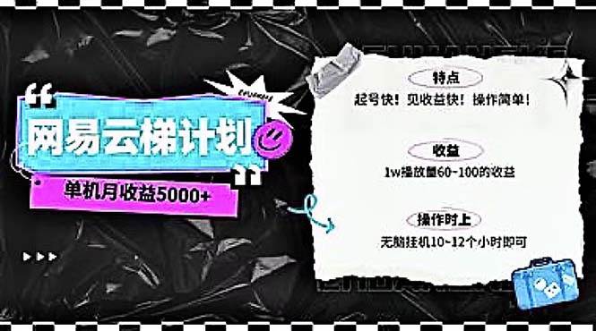 2024网易云云梯计划 单机日300+ 无脑月入5000+搞钱吧-网创项目资源站-副业项目-创业项目-搞钱项目搞钱吧