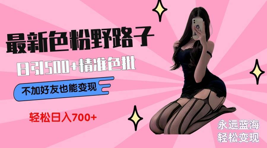 最新色粉变现野路子，日引500+老色批 可不加好友直接变现 小白轻松日入700+搞钱吧-网创项目资源站-副业项目-创业项目-搞钱项目搞钱吧