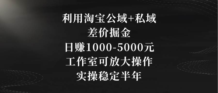 利用淘宝公域+私域差价掘金，日赚1000-5000元，工作室可放大操作，实操…搞钱吧-网创项目资源站-副业项目-创业项目-搞钱项目搞钱吧