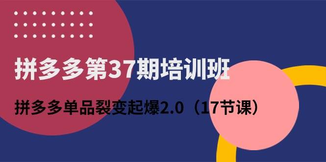 拼多多第37期培训班：拼多多单品裂变起爆2.0（17节课）搞钱吧-网创项目资源站-副业项目-创业项目-搞钱项目搞钱吧