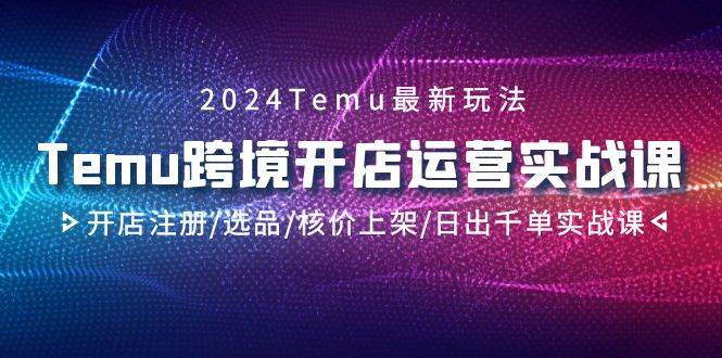 2024Temu跨境开店运营实战课，开店注册/选品/核价上架/日出千单实战课搞钱吧-网创项目资源站-副业项目-创业项目-搞钱项目搞钱吧