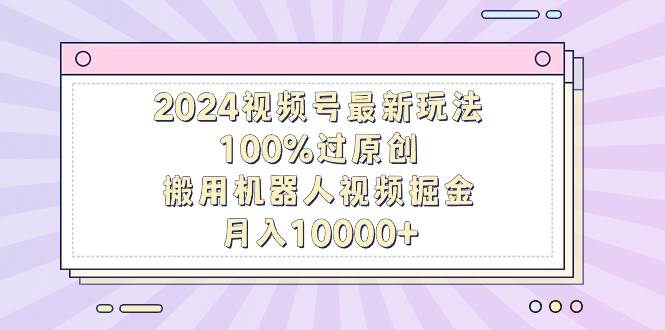 2024视频号最新玩法，100%过原创，搬用机器人视频掘金，月入10000+搞钱吧-网创项目资源站-副业项目-创业项目-搞钱项目搞钱吧