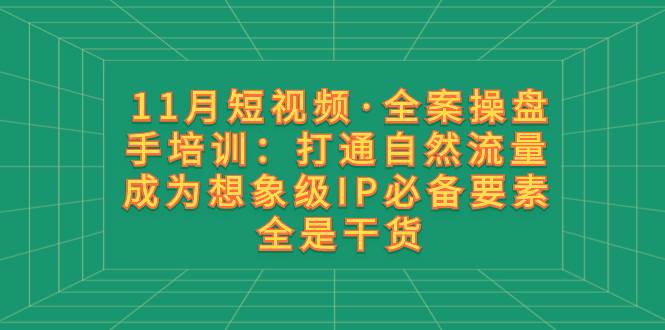 11月短视频·全案操盘手培训：打通自然流量 成为想象级IP必备要素 全是干货搞钱吧-网创项目资源站-副业项目-创业项目-搞钱项目搞钱吧