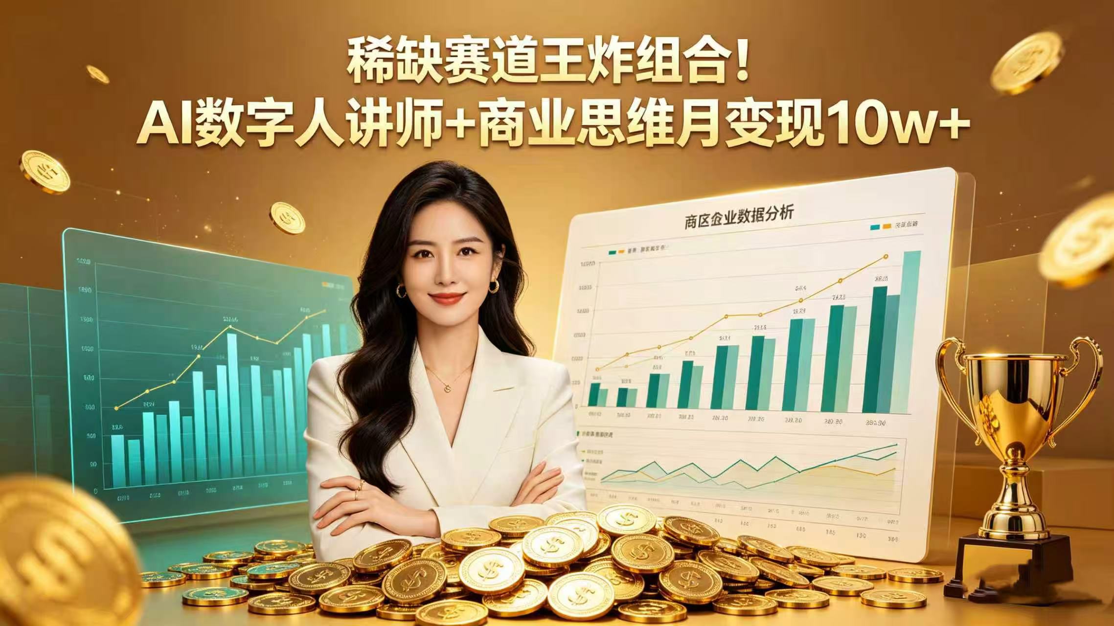 稀缺赛道王炸组合！AI 数字人讲师 + 商业思维 月变现 10w+搞钱吧-网创项目资源站-副业项目-创业项目-搞钱项目搞钱吧