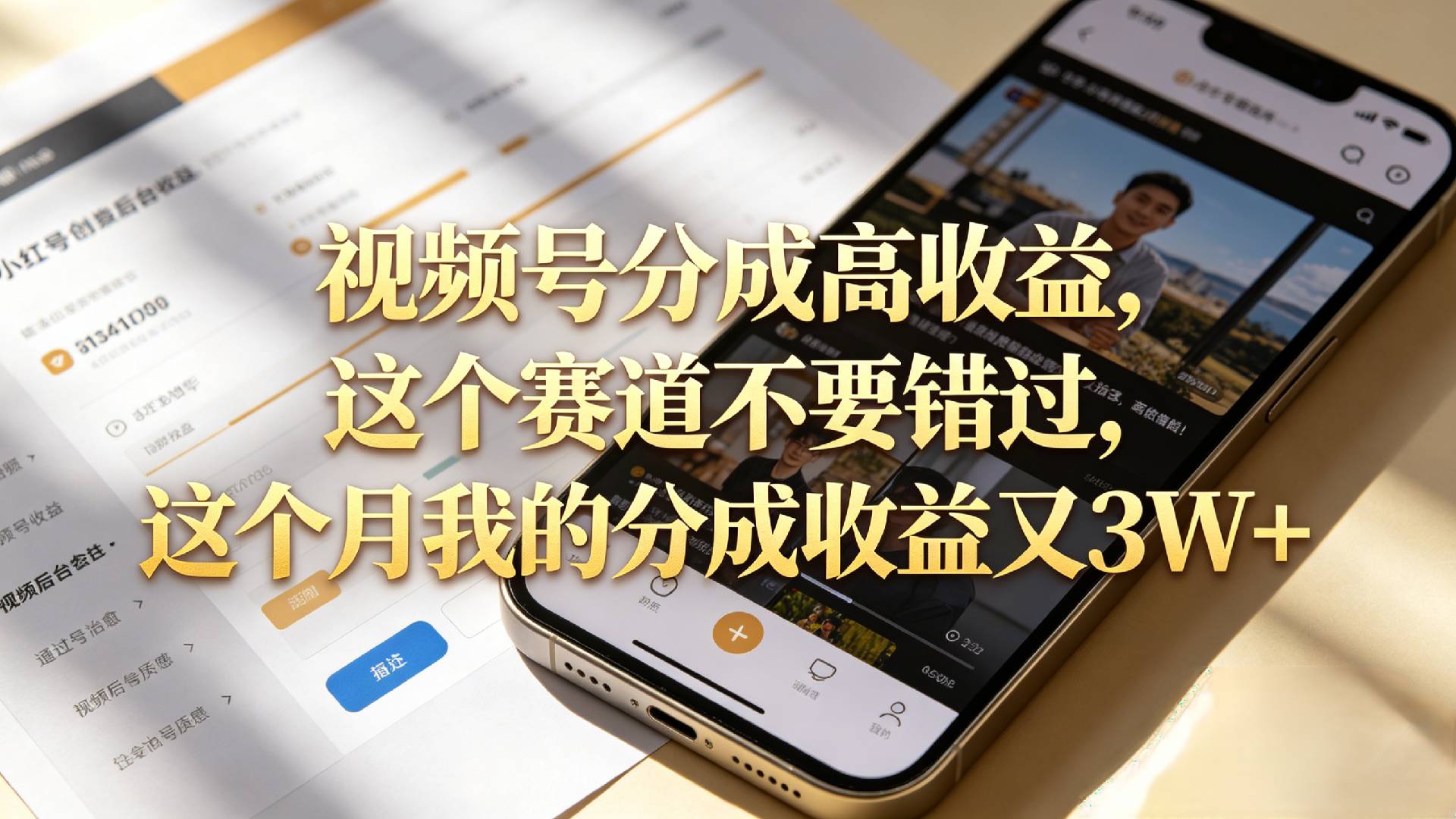 想要【视频号分成高收益】，这个赛道不要错过，这个月我的分成收益又3W+搞钱吧-网创项目资源站-副业项目-创业项目-搞钱项目搞钱吧