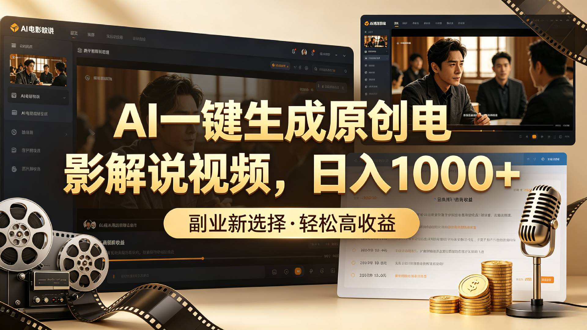 AI一键生成原创电影解说视频，日入1000+！搞钱吧-网创项目资源站-副业项目-创业项目-搞钱项目搞钱吧